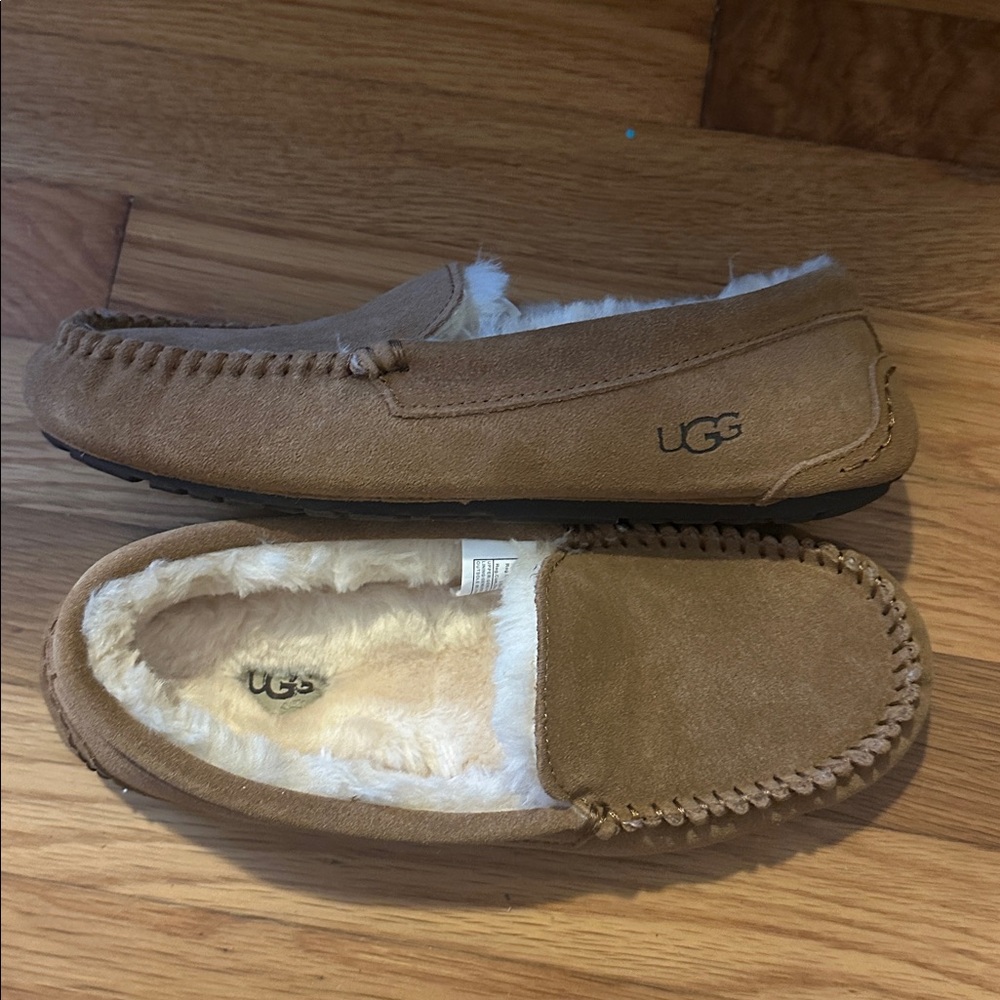 UGG Chestnut Suede Slippers with Plush Lining
